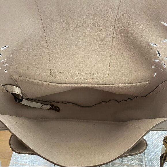 FRYE-ILANA White Perforated Leather Saddle Bag - Picture 10 of 14